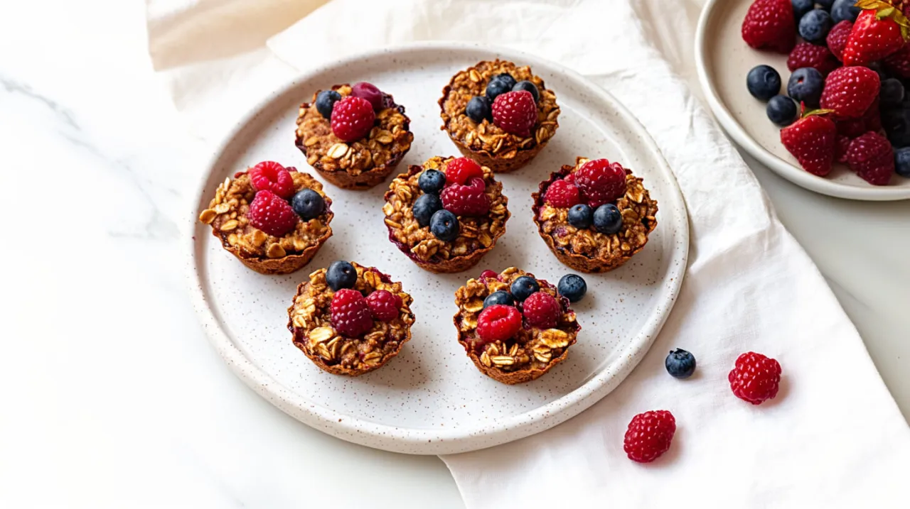 Pyszny przepis na zdrowe babeczki owsiane z malinami i bor&oacute;wkami. Idealne na śniadanie lub deser.