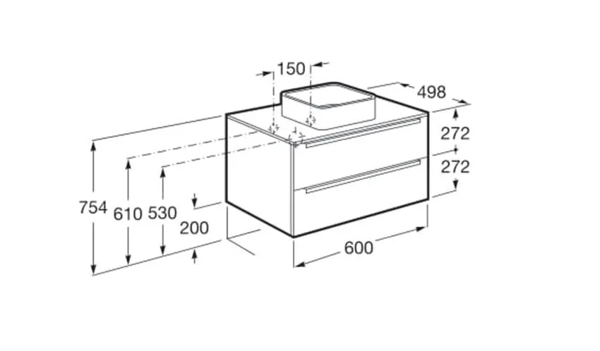 Projekt szafki pod umywalkę szkic wymiary