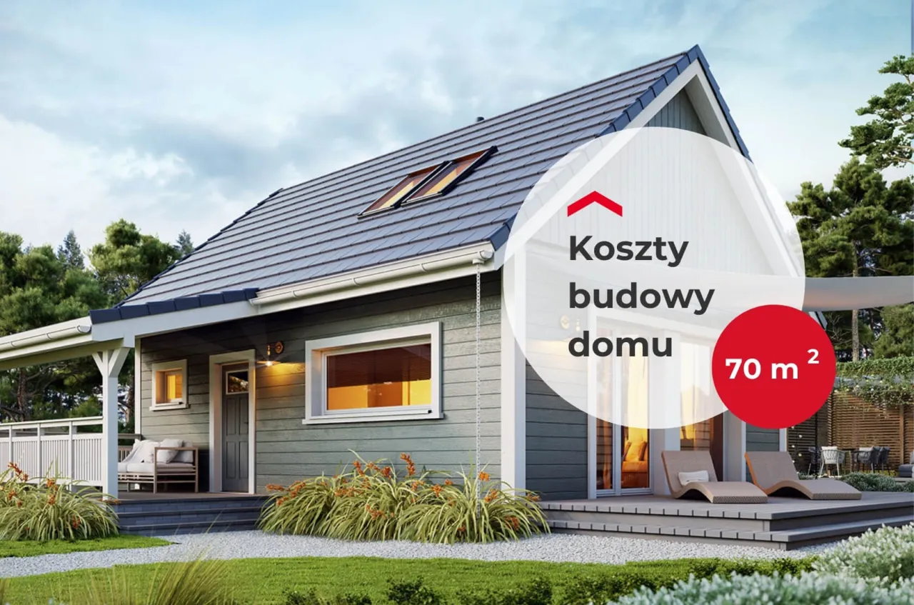 Ile kosztuje budowa domu drewnianego pod klucz? Ten uroczy domek o powierzchni 70 m² może być Twoim marzeniem.