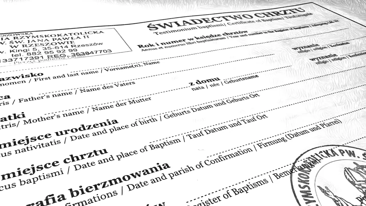 Dokumenty do chrztu w kancelarii parafialnej