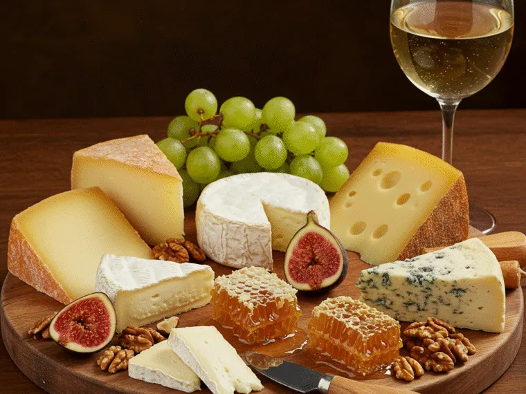 deska serów i warzyw do białego wina