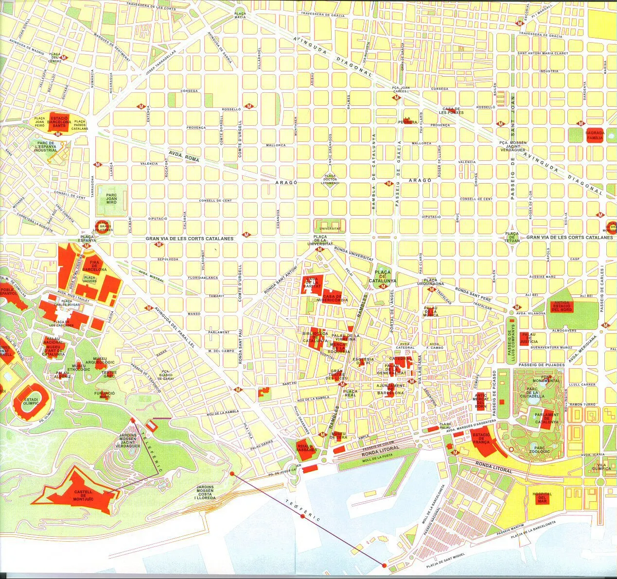 Barcelona mapa dzielnic turystycznych