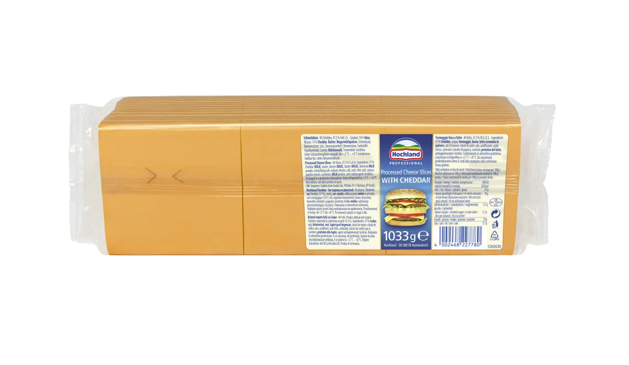 Plasterki sera Highland z cheddarem, idealne jako jaki ser do burgera. Opakowanie zawiera 84 plastry.