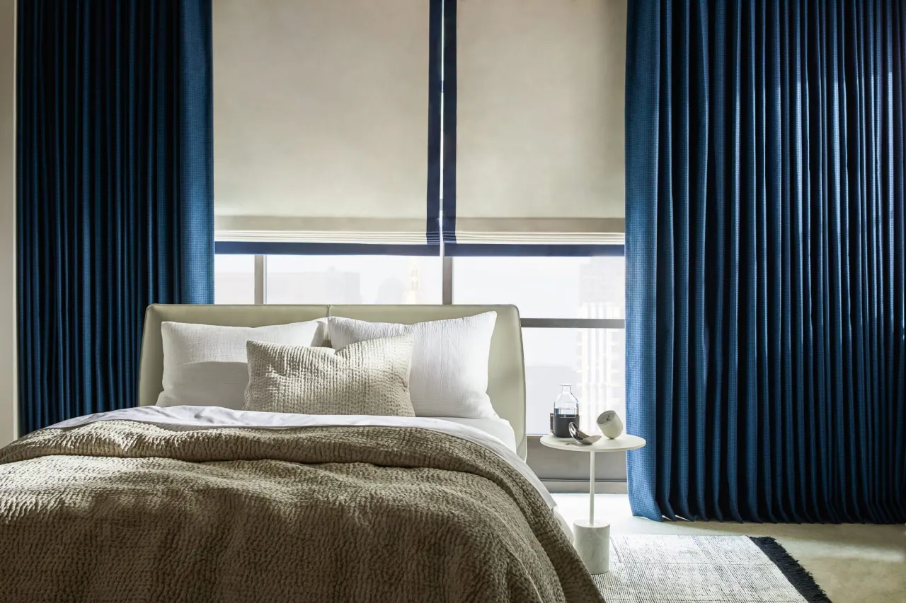 zasłony materiały i wzory sypialnia