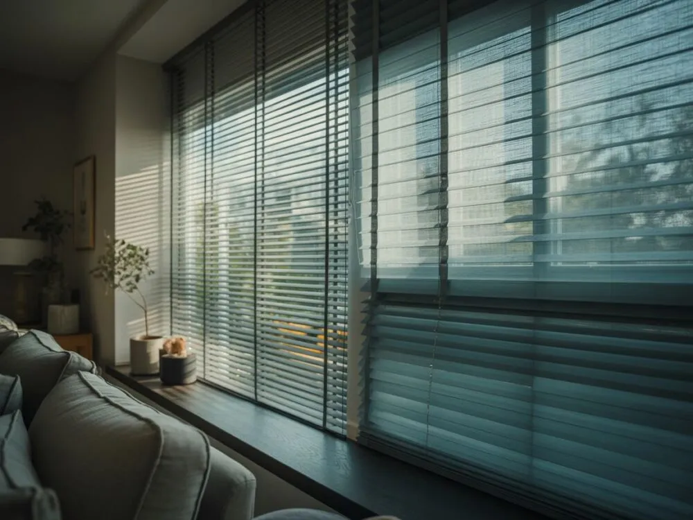 różne typy rolet okiennych oraz narzędzia do ich czyszczenia