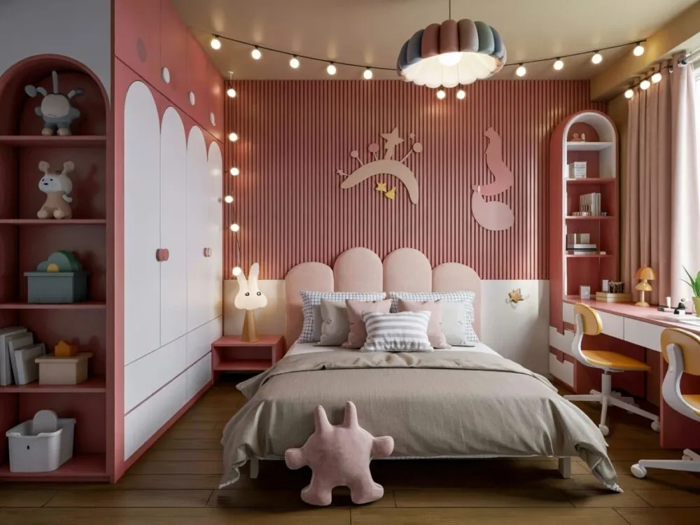 przytulny pokój dziecka z lampką nocną