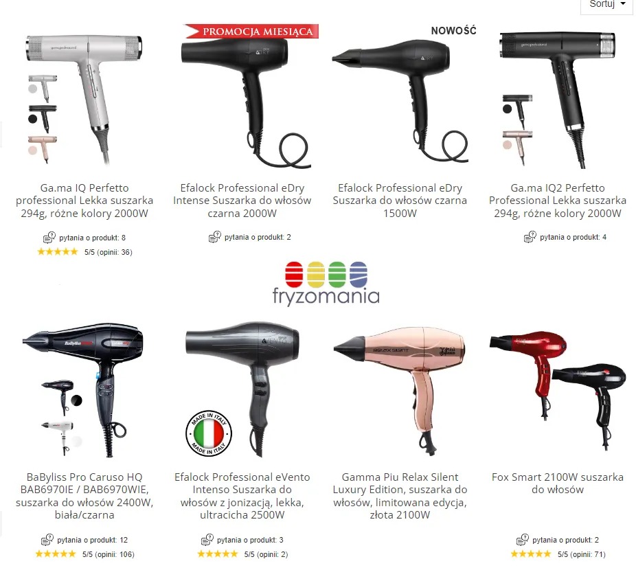 r&oacute;żne typy suszarek do włos&oacute;w