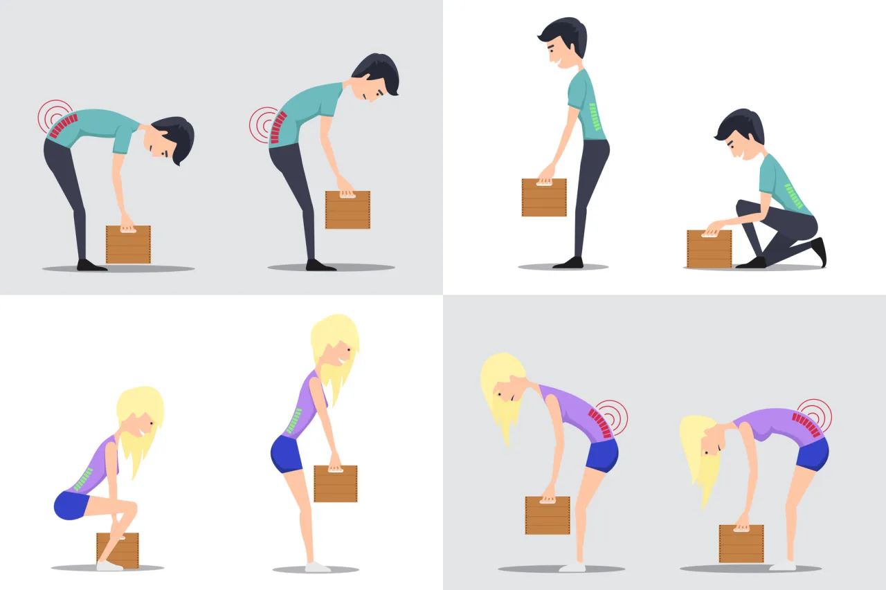 falsches Heben schwerer Lasten Rücken