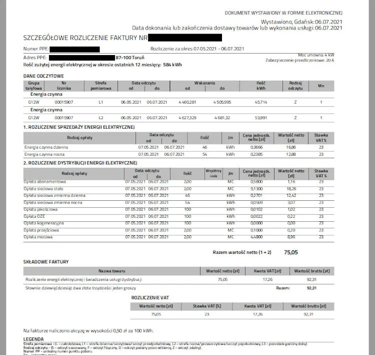 rachunek za prąd opłata OZE