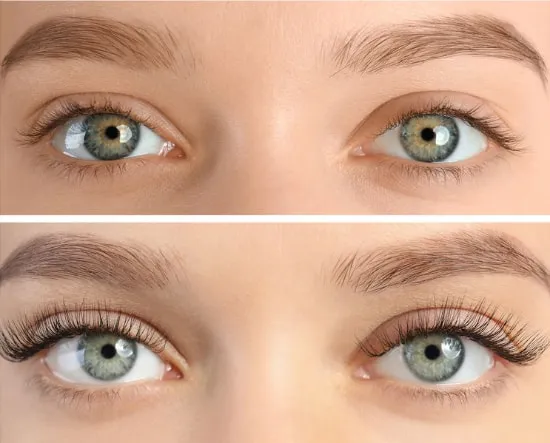 lifting i laminacja rzęs przed i po