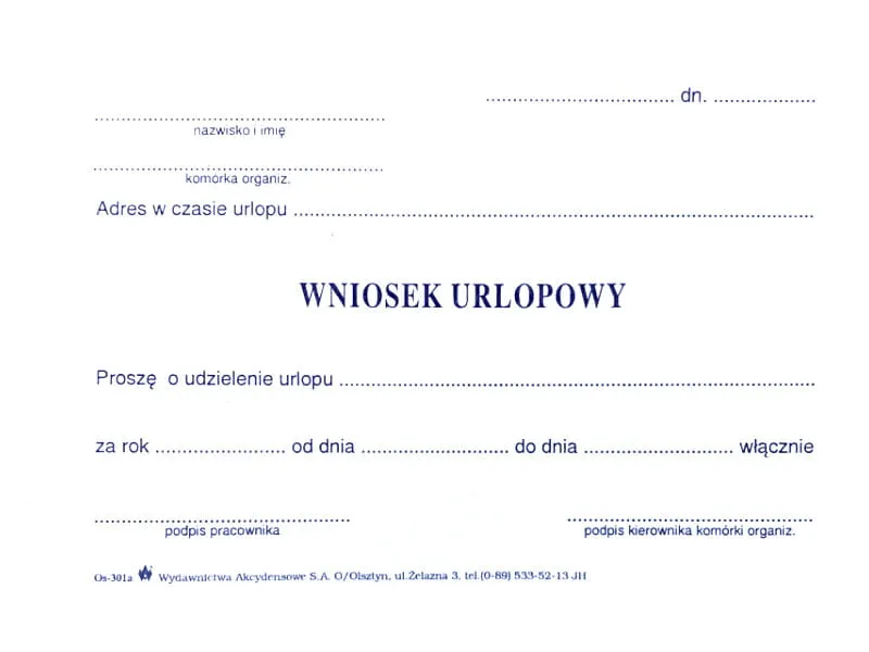 Zdjęcie Wniosek urlop na żądanie - Jak wypełnić druk, przykładowy wzór