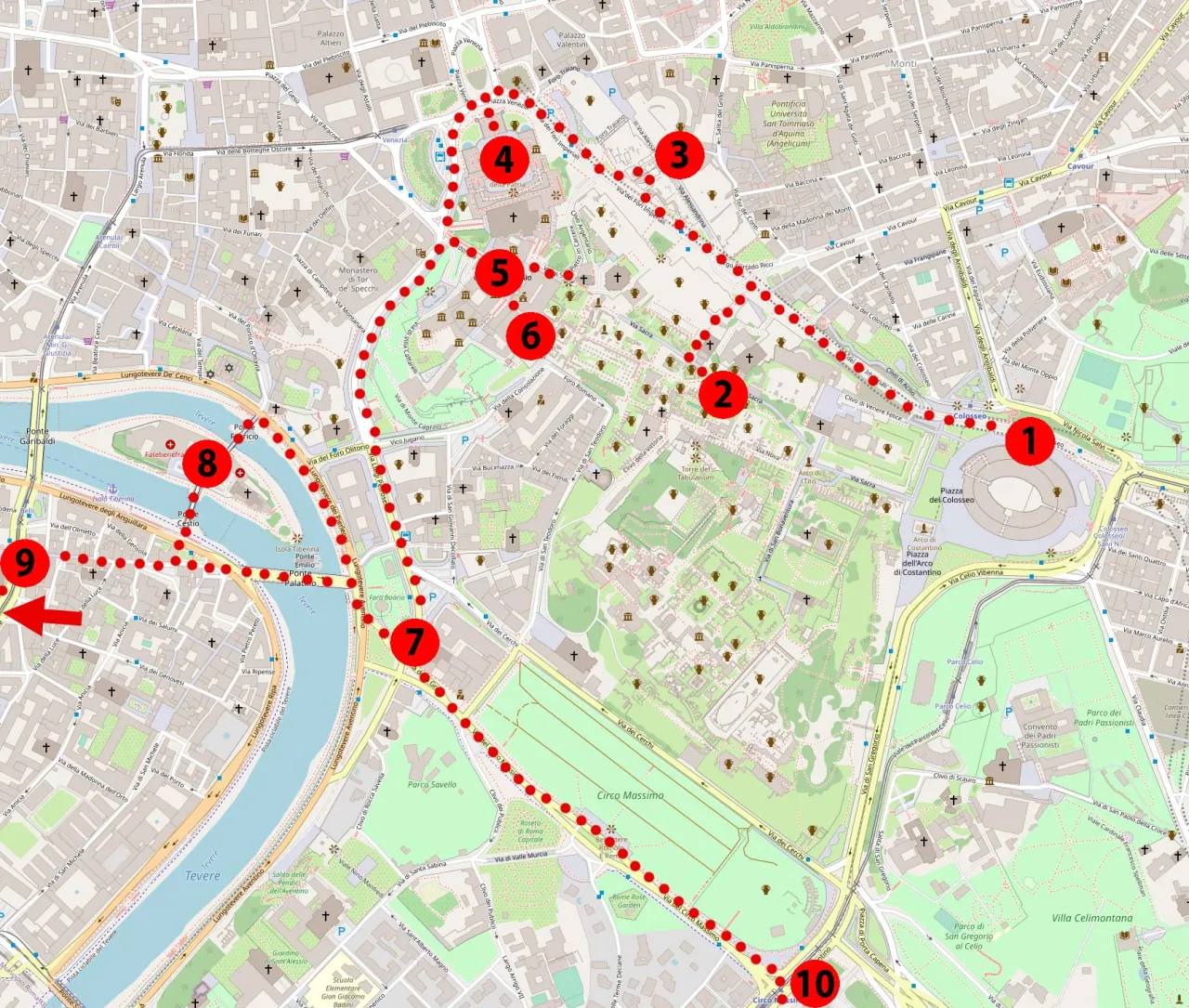 mapa atrakcji rzymu centrum
