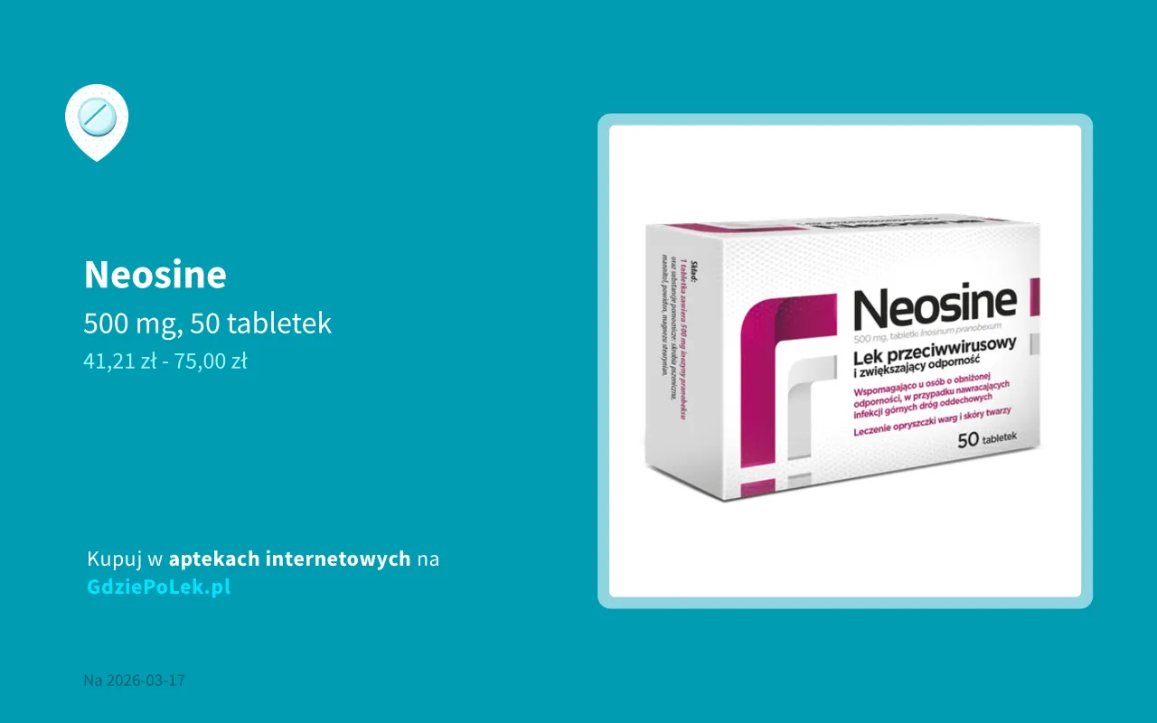 Opakowania leków Neosine bez recepty