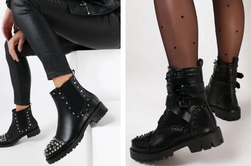 różne fasony botków z ćwiekami