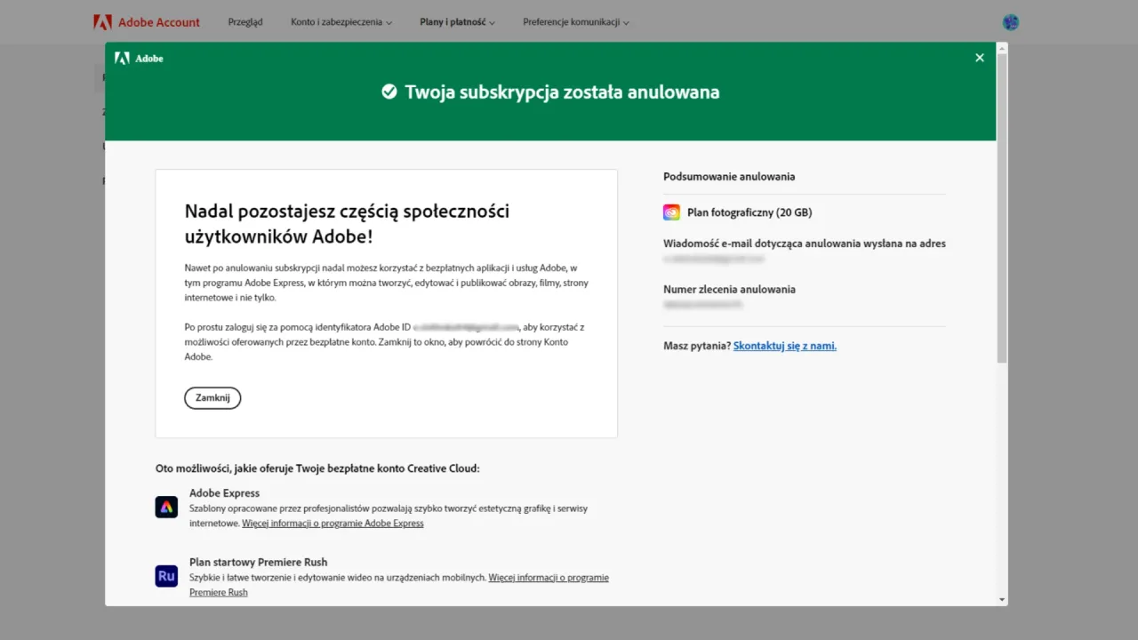 Adobe Photoshop anulowanie subskrypcji krok po kroku