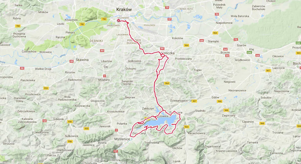 trasa rowerowa Jezioro Dobczyckie