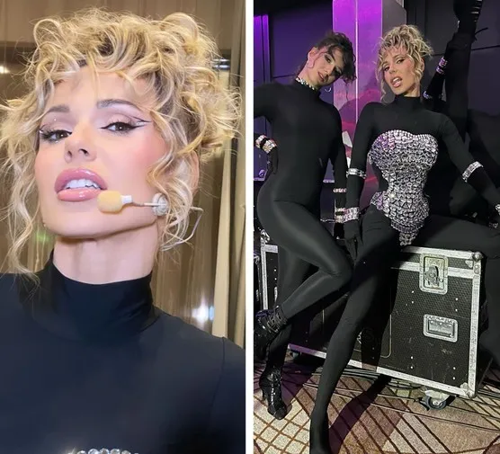 kobieta w kombinezonie i szpilkach stylizacja