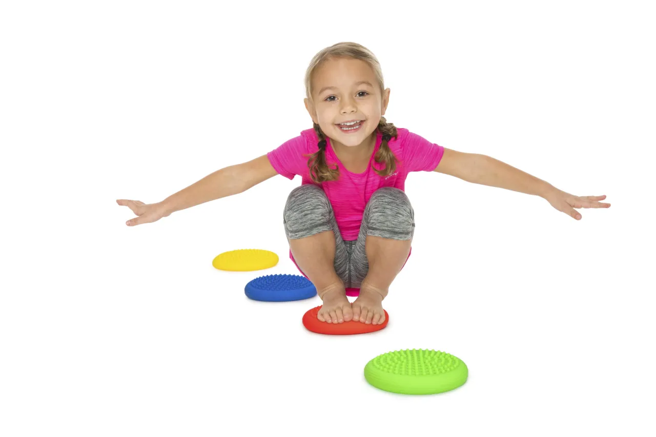 Dyski sensoryczne Tullo w różnych kolorach i fakturach, zestaw dysków sensorycznych Tullo