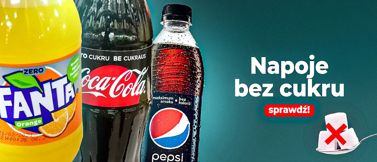 różne napoje zero na półce sklepowej