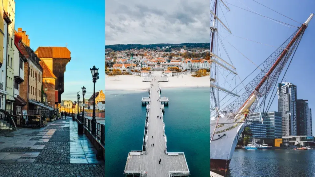 Panoramy Gdańska z widokiem na Długi Targ i Żurawia