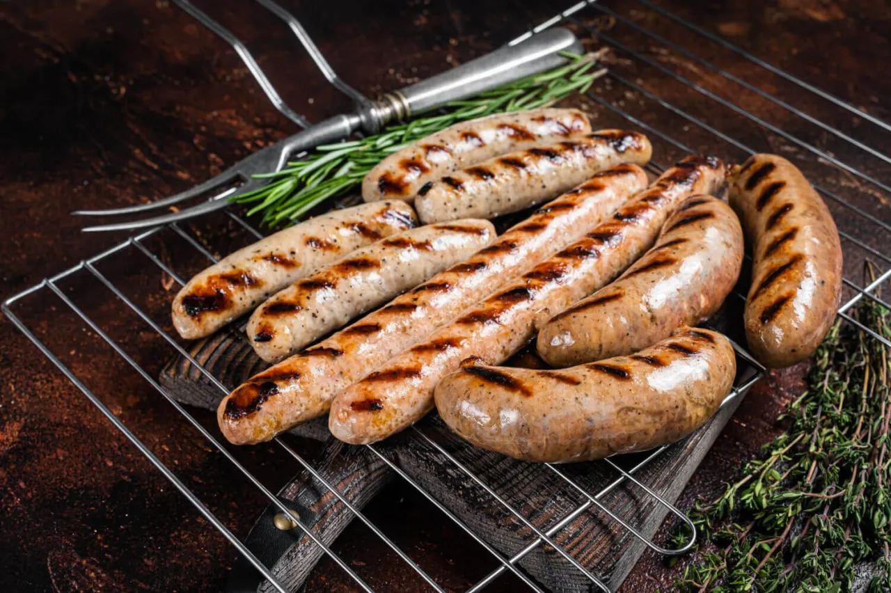 biała kiełbasa surowa na grillu