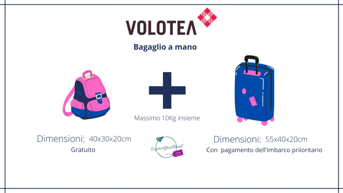Volotea bagaglio a mano trolley e borsa piccola dimensioni