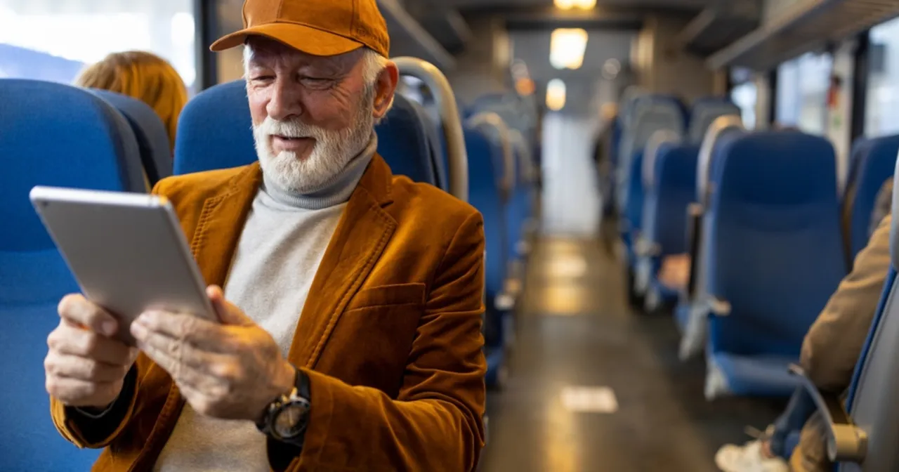 Senior w pociągu PKP Intercity z biletem