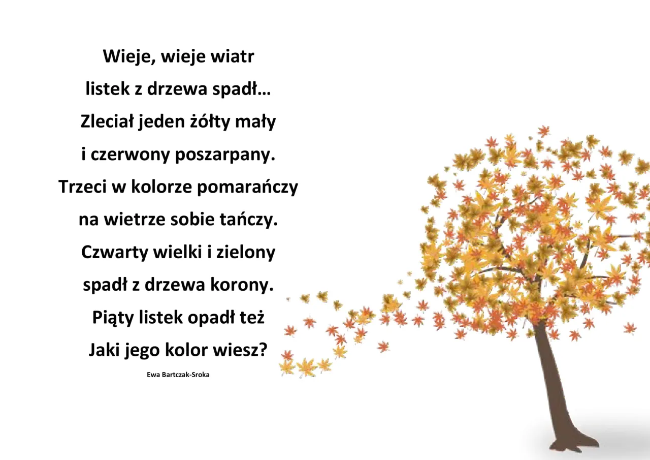 dzieci czytające wiersz o jesieni