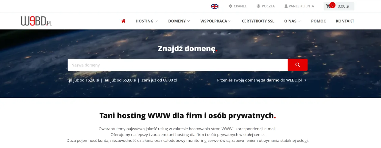 Ceny domen .pl .com .eu