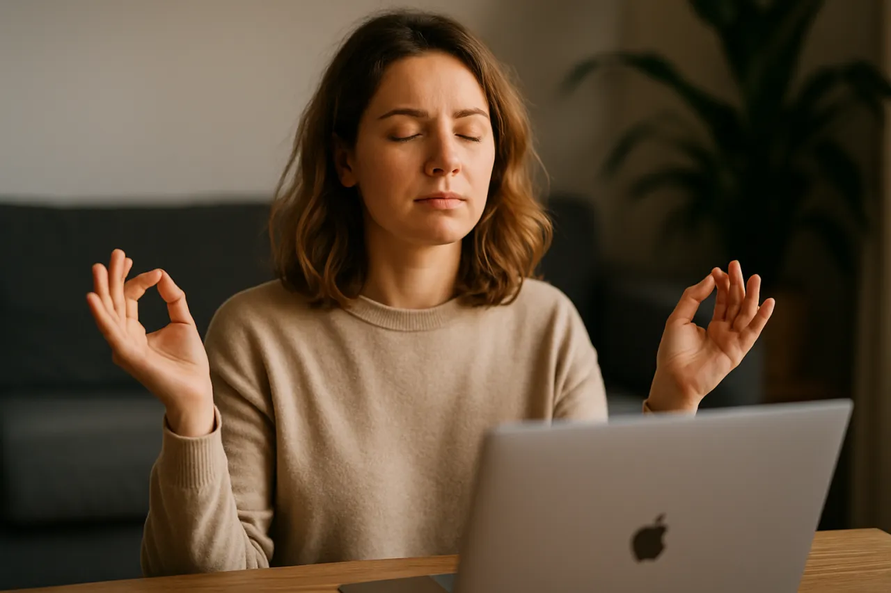 Osoba medytująca w cyfrowym świecie