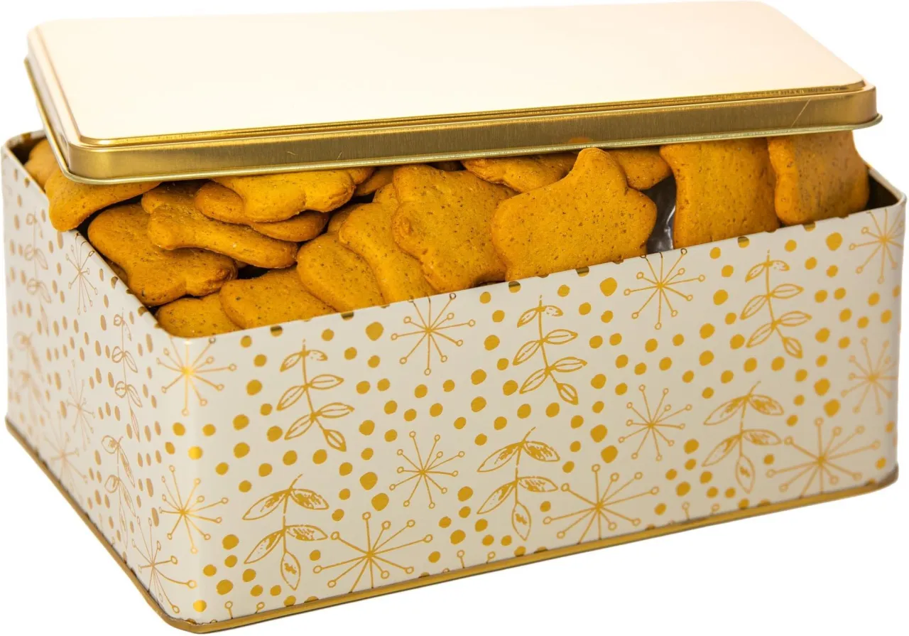 przechowywanie kruchych ciastek, metalowa puszka ciastka