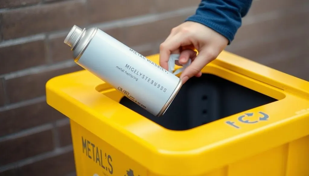 Pusta puszka po lakierze do włos&oacute;w ż&oacute;łty pojemnik