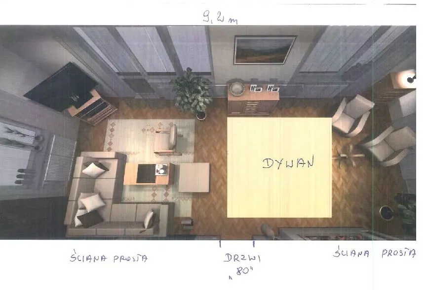 aranżacja salonu 40m2 podział na strefy