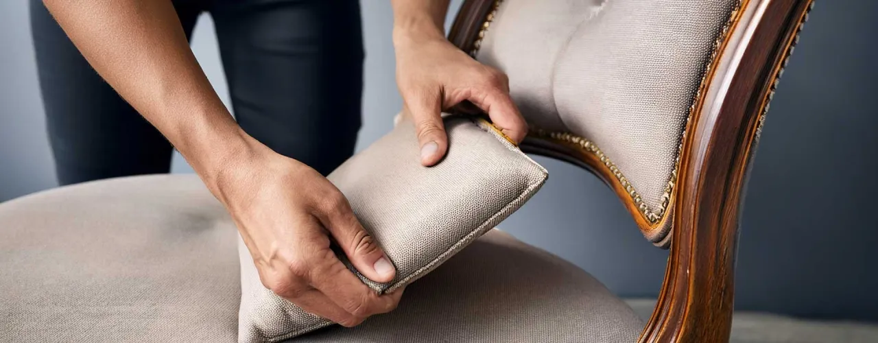 Technika naciągania tkaniny na oparcie krzesła
