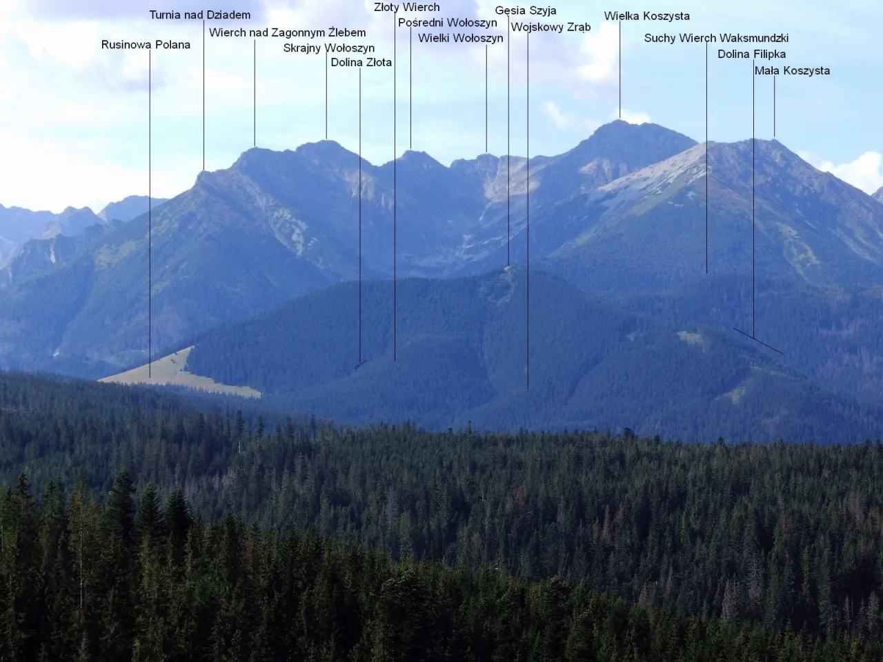 Gęsia Szyja panorama Tatr, Waksmundzkie Skałki