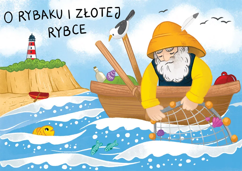 złota rybka i rybak ilustracja