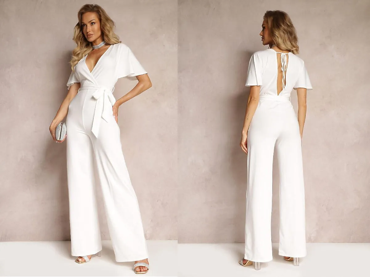 Biały kombinezon r&oacute;żne fasony nogawek