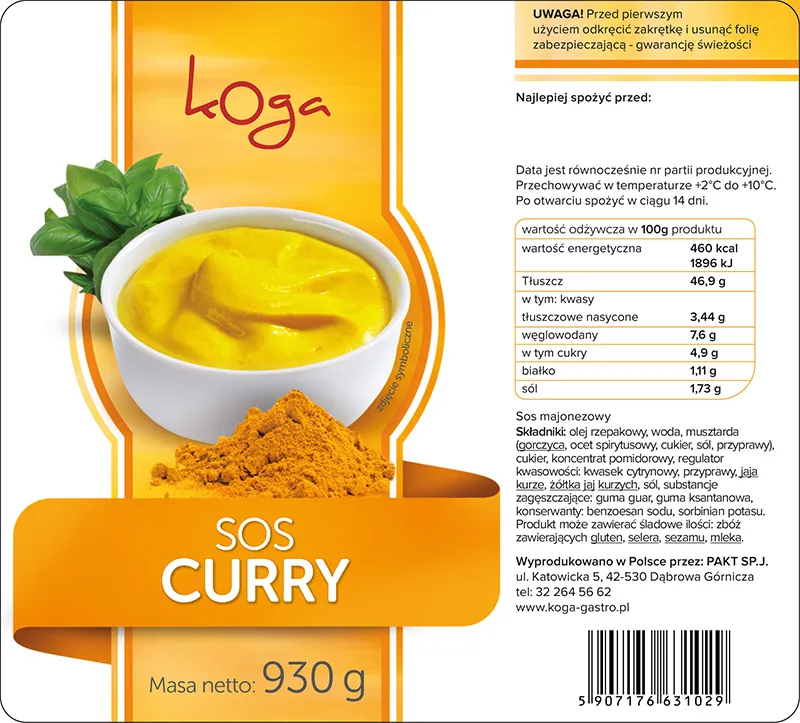 składniki do sosu curry