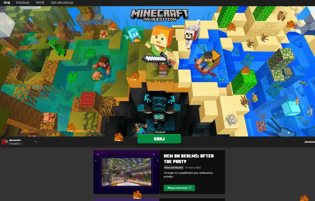 Minecraft launcher screenshot