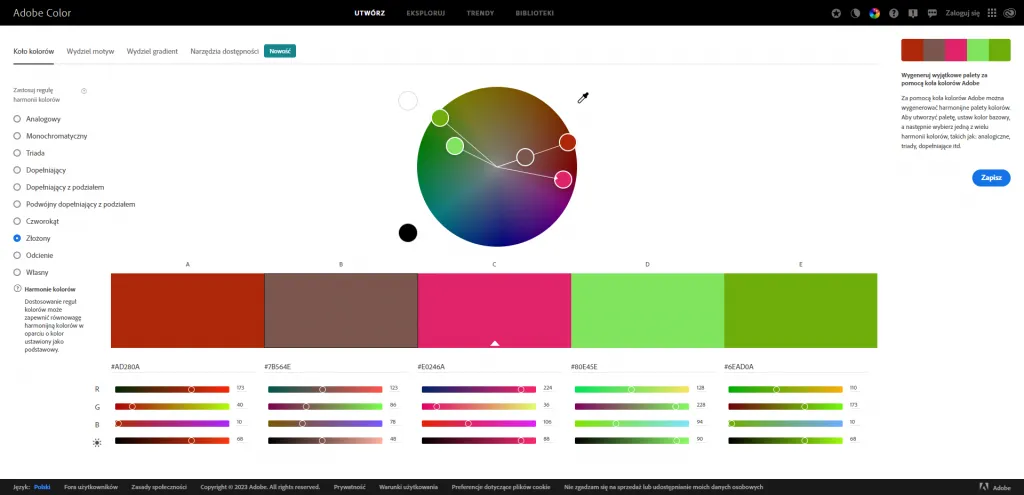 Tabela formatów kolorów CSS (HEX, RGB, Nazwy)