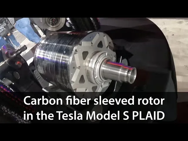 Tesla Plaid Carbon ummantelter Rotor Schnittzeichnung