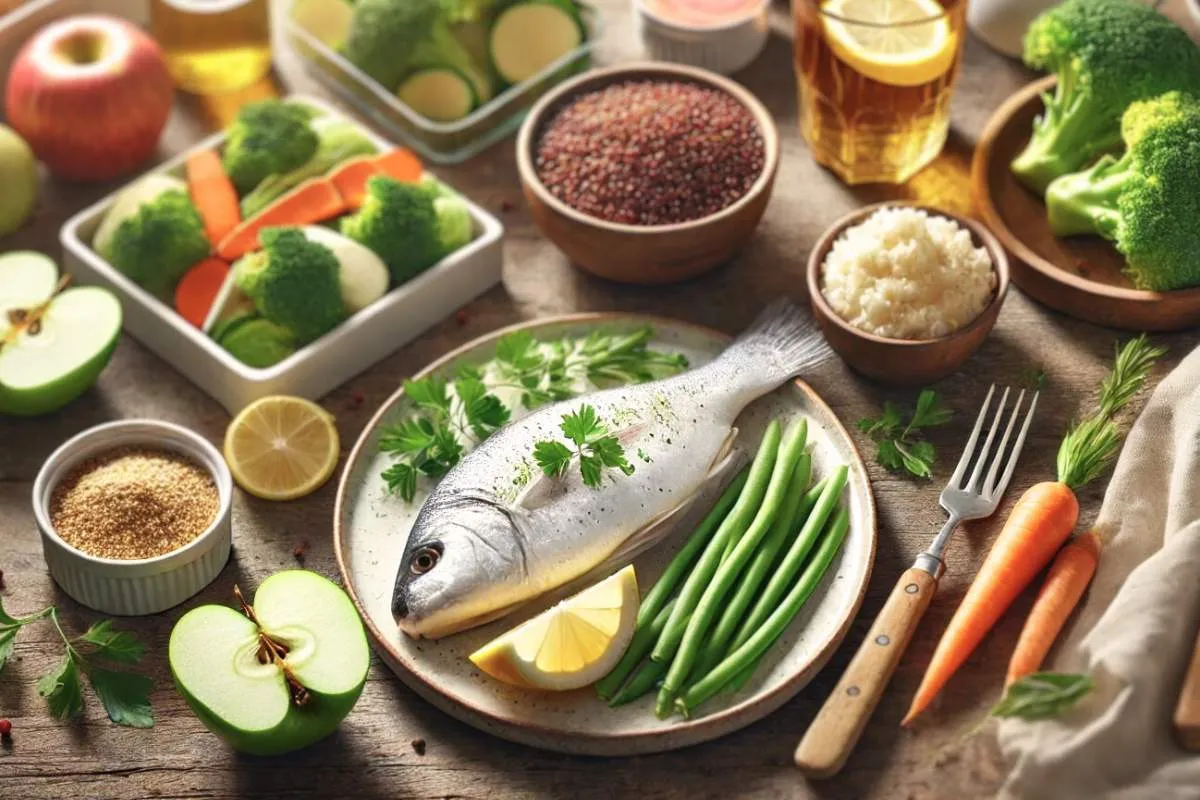 Zdrowa dieta wątrobowa: ryba, warzywa, owoce, kasza. Tabela produkt&oacute;w dozwolonych i zakazanych.