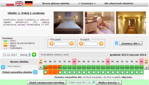 strona internetowa hotelu z systemem rezerwacji