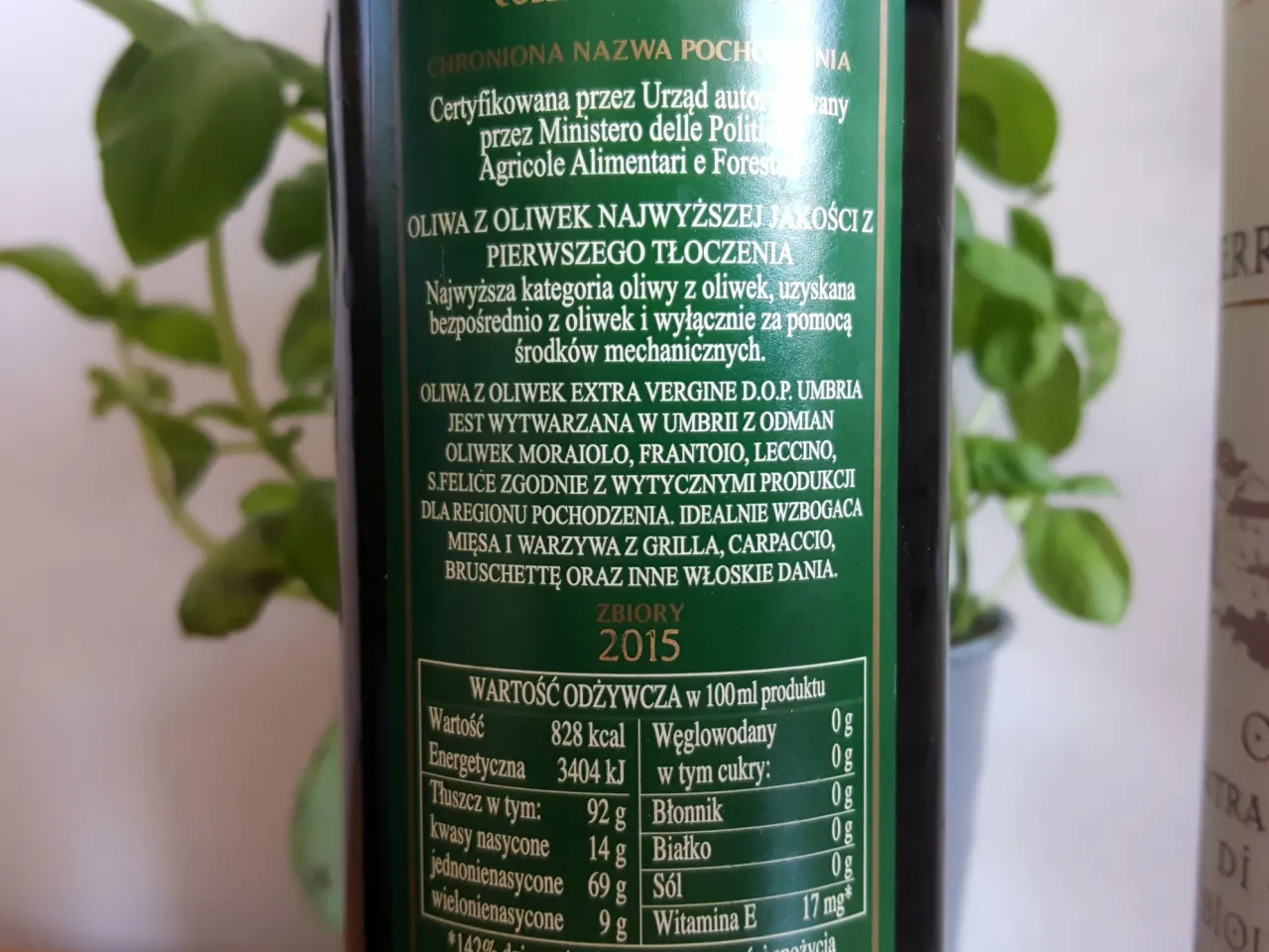 etykieta oliwy z oliwek extra virgin