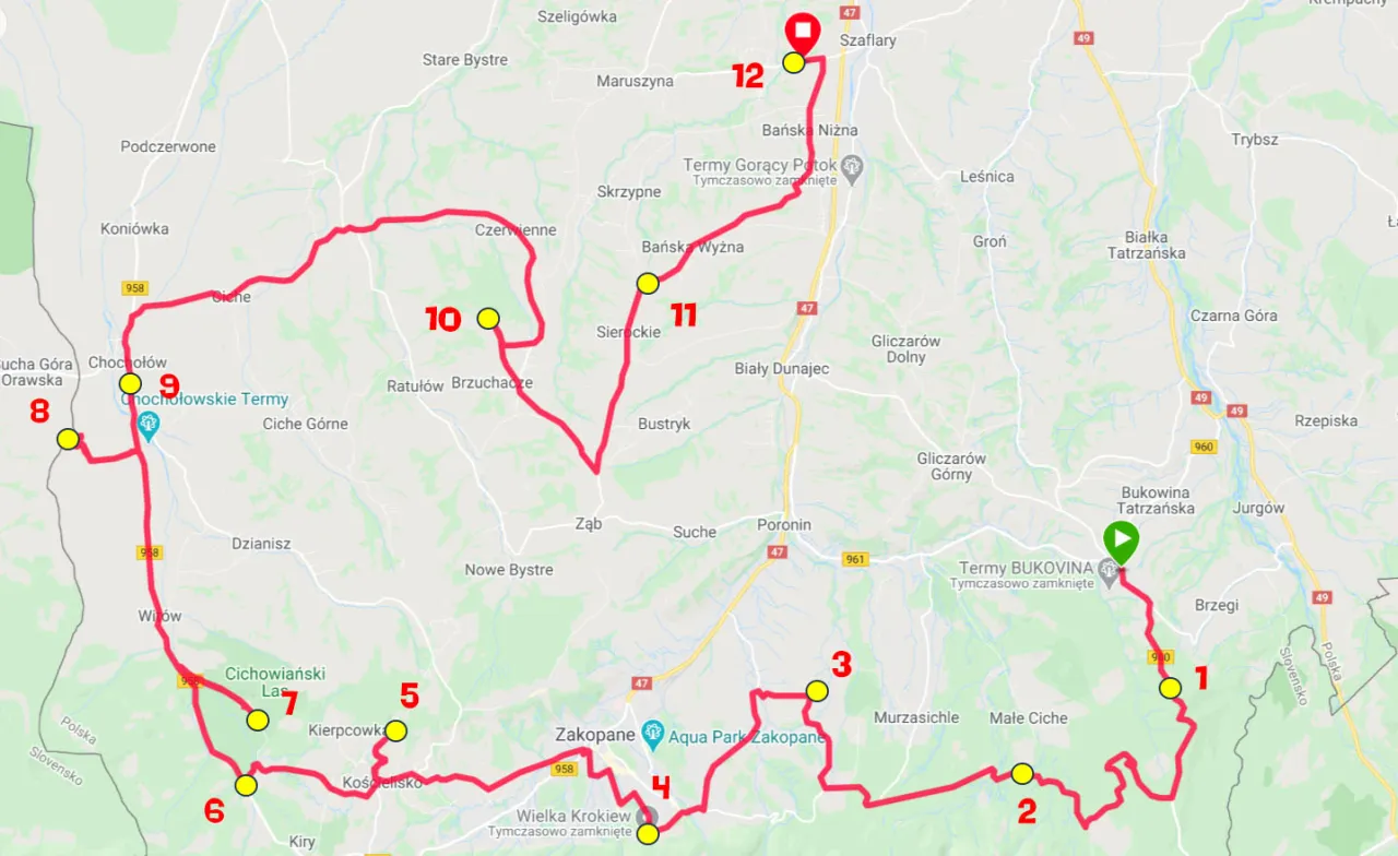 Mapa bacówek Zakopane i okolice