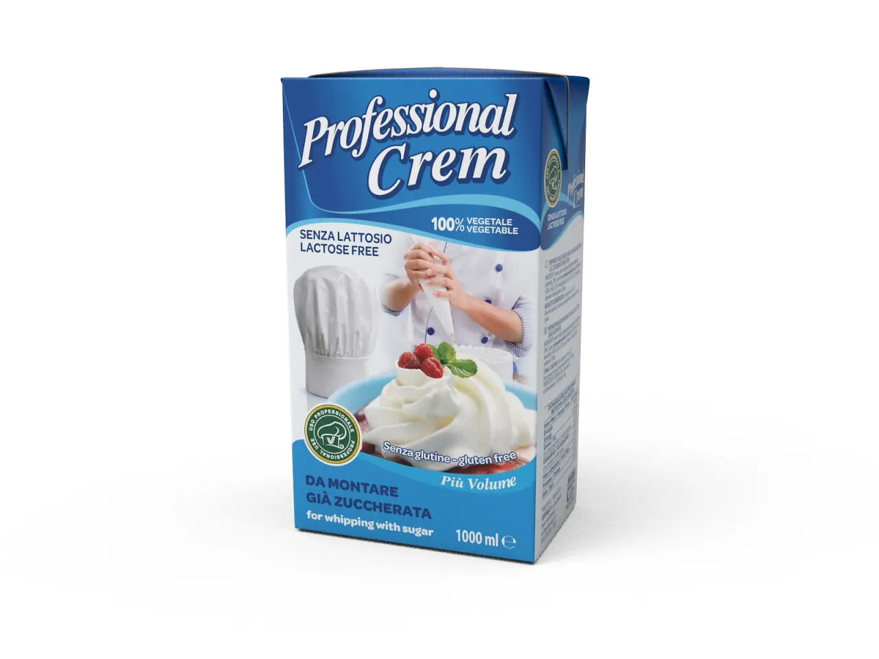 Wielofunkcyjna śmietana roślinna 31% Professional Crem, bez laktozy i glutenu, idealna do deser&oacute;w. Gdzie kupić? Sprawdź opakowanie!