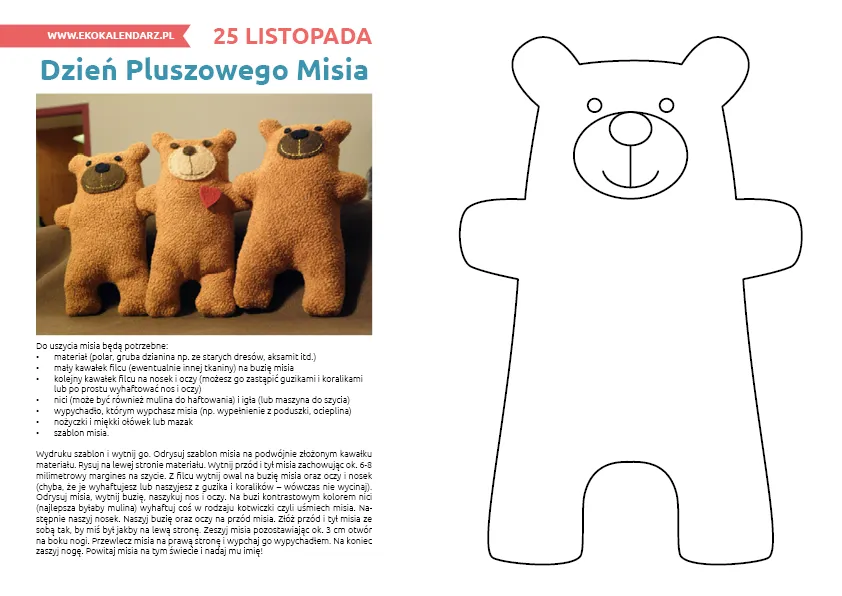 materiały do szycia pluszowego misia