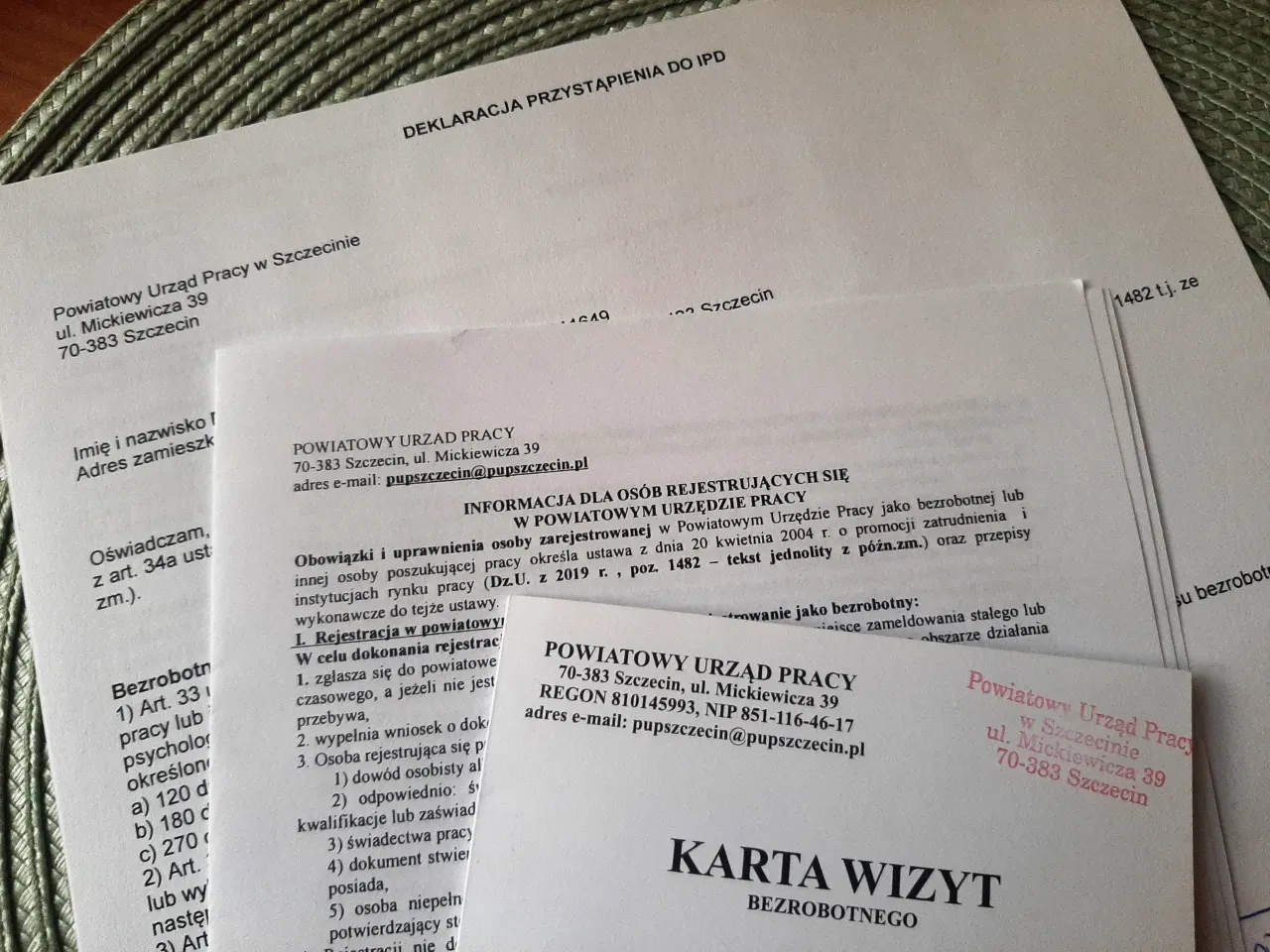 dokumenty urząd pracy wniosek