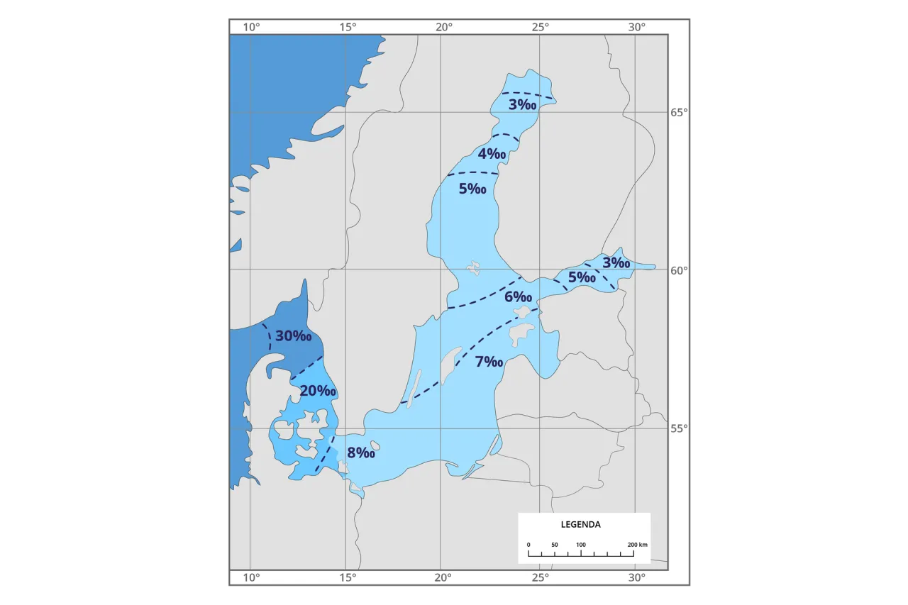 Mapa zasolenia Morza Bałtyckiego