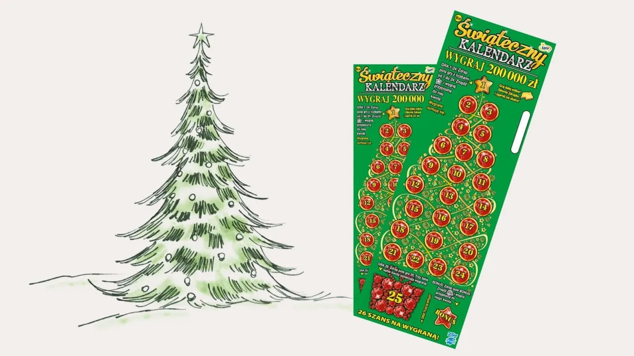 Świąteczny kalendarz z zdrapkami, gdzie wymienić zdrapki? Obok choinki.